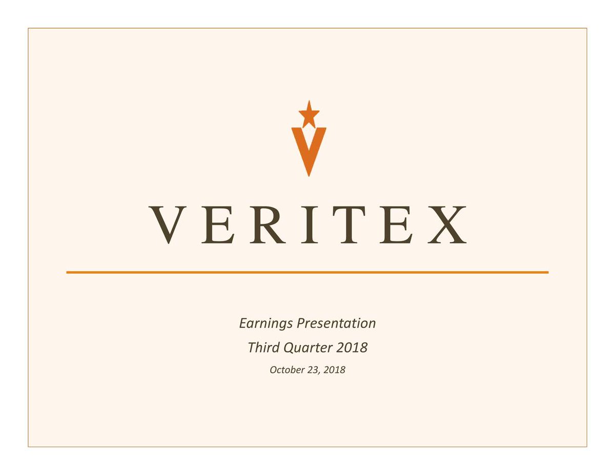 InfoDividend's tweet image. Veritex Holdings 2018 Q3 - Results - Earnings Call Slides dlvr.it/QpDn8Q #VBTX #SATranscripts