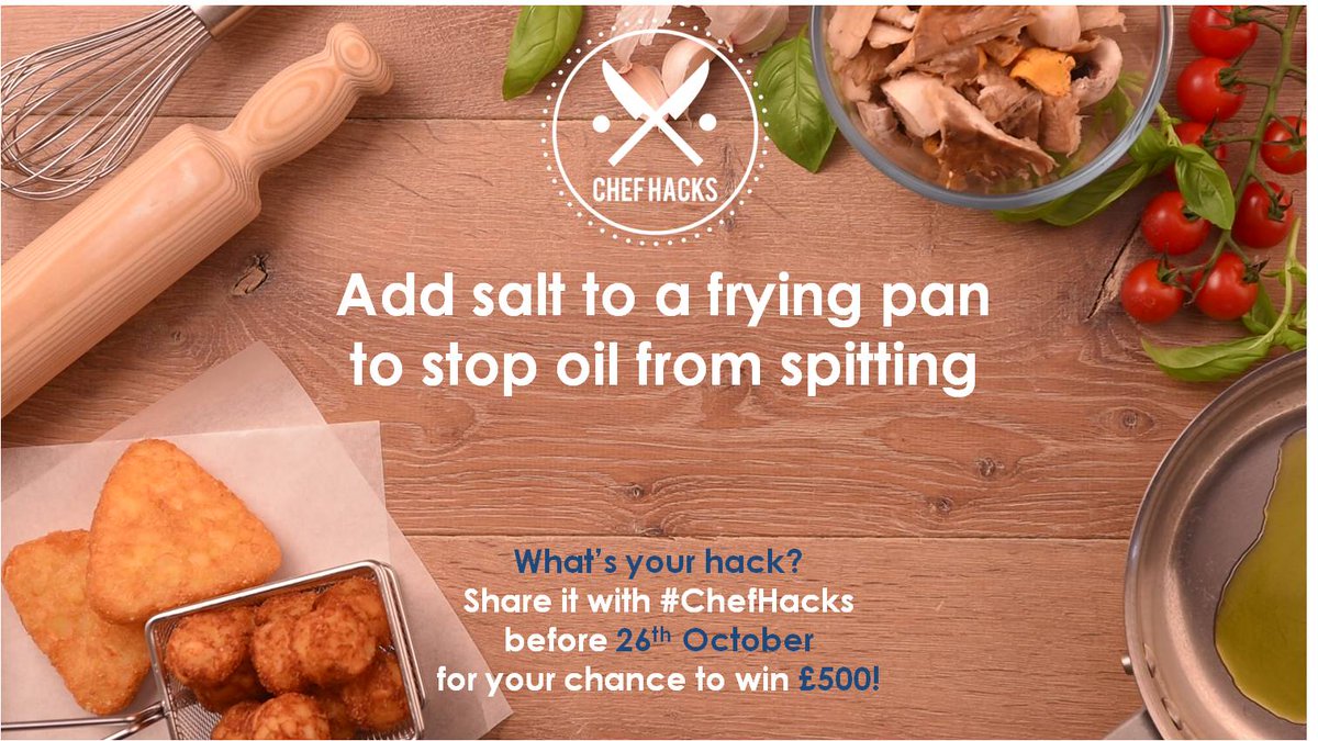 AvikoUK's tweet image. #DYK if you add salt to a frying pan it will stop the oil from spitting? #ChefHacks