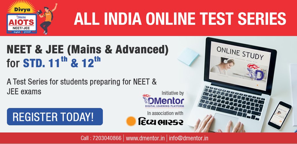 dmentorin's tweet photo. All India Online Test Series - The best for Class 11th and 12th students, https://t.co/RrXSIrD7GE
#divyaaiots #dmentor #testseries #eduacation https://t.co/zGEuXitdqn