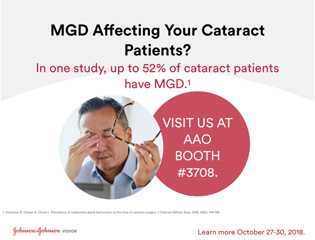 Is MGD affecting your cataract patients? Ocular health starts at the surface. Visit us at AAO October 27-30, booth #3708. bit.ly/2yVXDFW