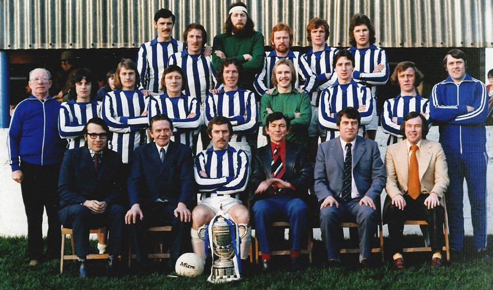 IrishLeaguePics's tweet photo. Greatest Hour - The @ColeraineFC squad of 1973/74 with the Gibson Cup. https://t.co/yEuEgG3gm2