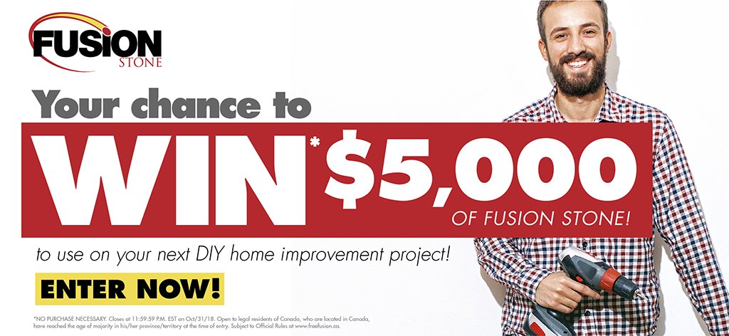 fusionstone's tweet image. Our Win $5,000 of Fusion Stone Contest will soon be over. The contest closes on October 31, 2018. This your chance to win $5,000 worth of your choice of Fusion Stone products. #DIY bit.ly/2PrRPuL