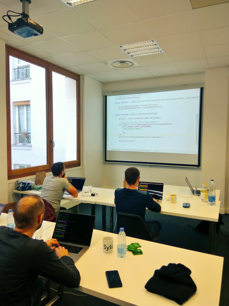 Second day of <a href="/Sylius/">Sylius eCommerce</a> training at <a href="/JoliCampus/">JoliCampus</a> office is ending. We did a lot of #testing and #BDD with <a href="/PhpSpec/">PhpSpec</a> today!