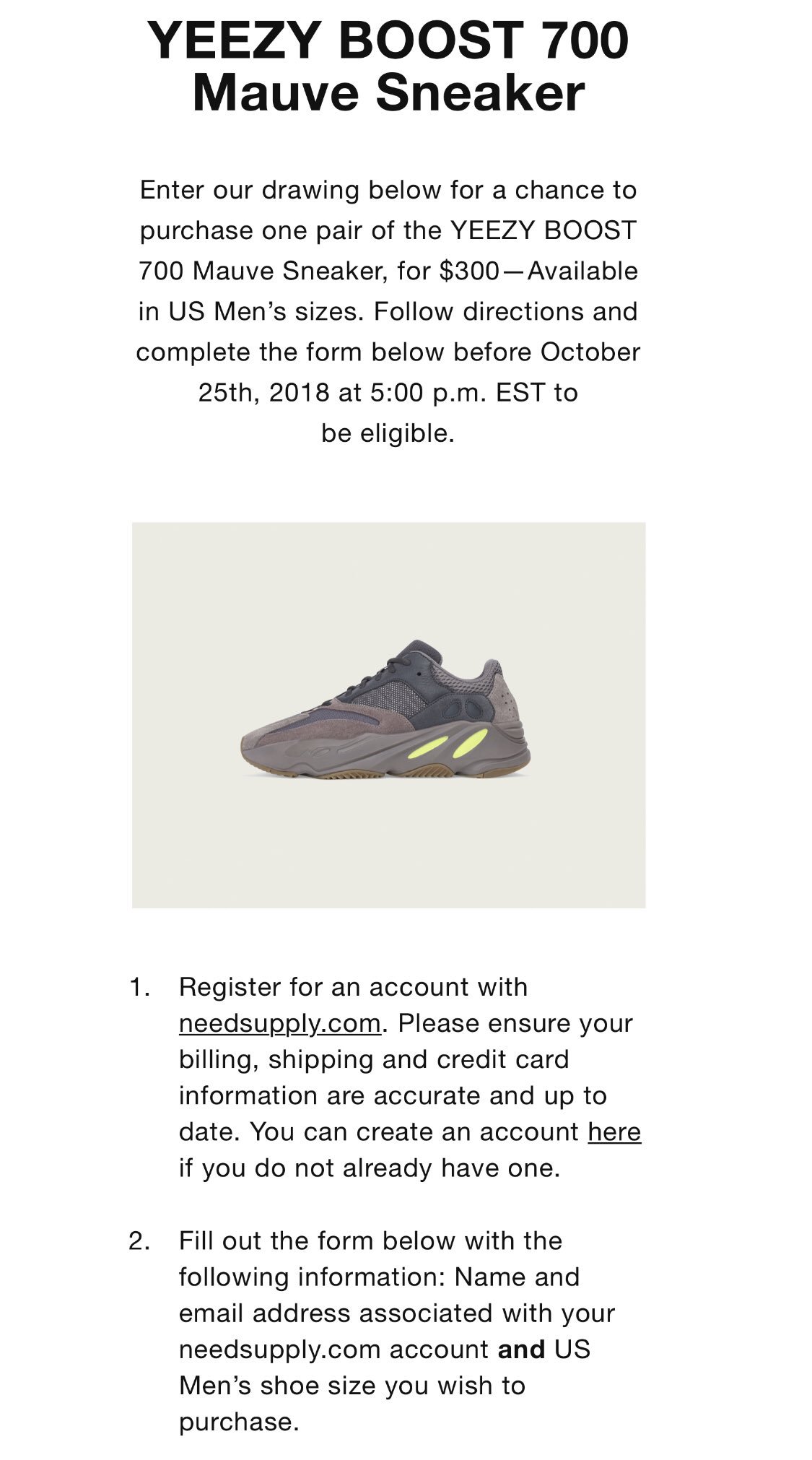 yeezy 700 mauve raffle