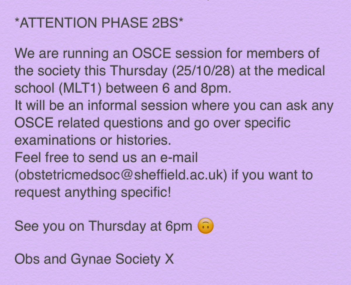 Phase 2B OSCE session for Obs and Gynae Society members!