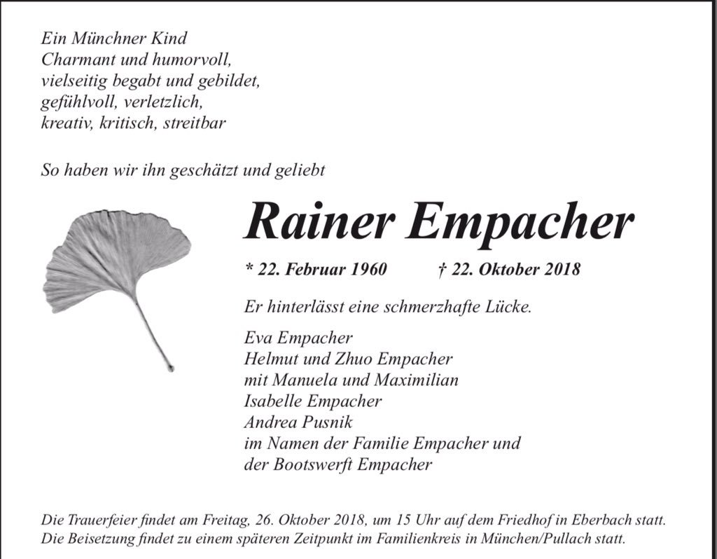 Thoughts and prayers with Rainer Empacher's family &amp; friends after the very sad &amp; unexpected news that the 58 year old boat builder passed away suddenly yesterday...