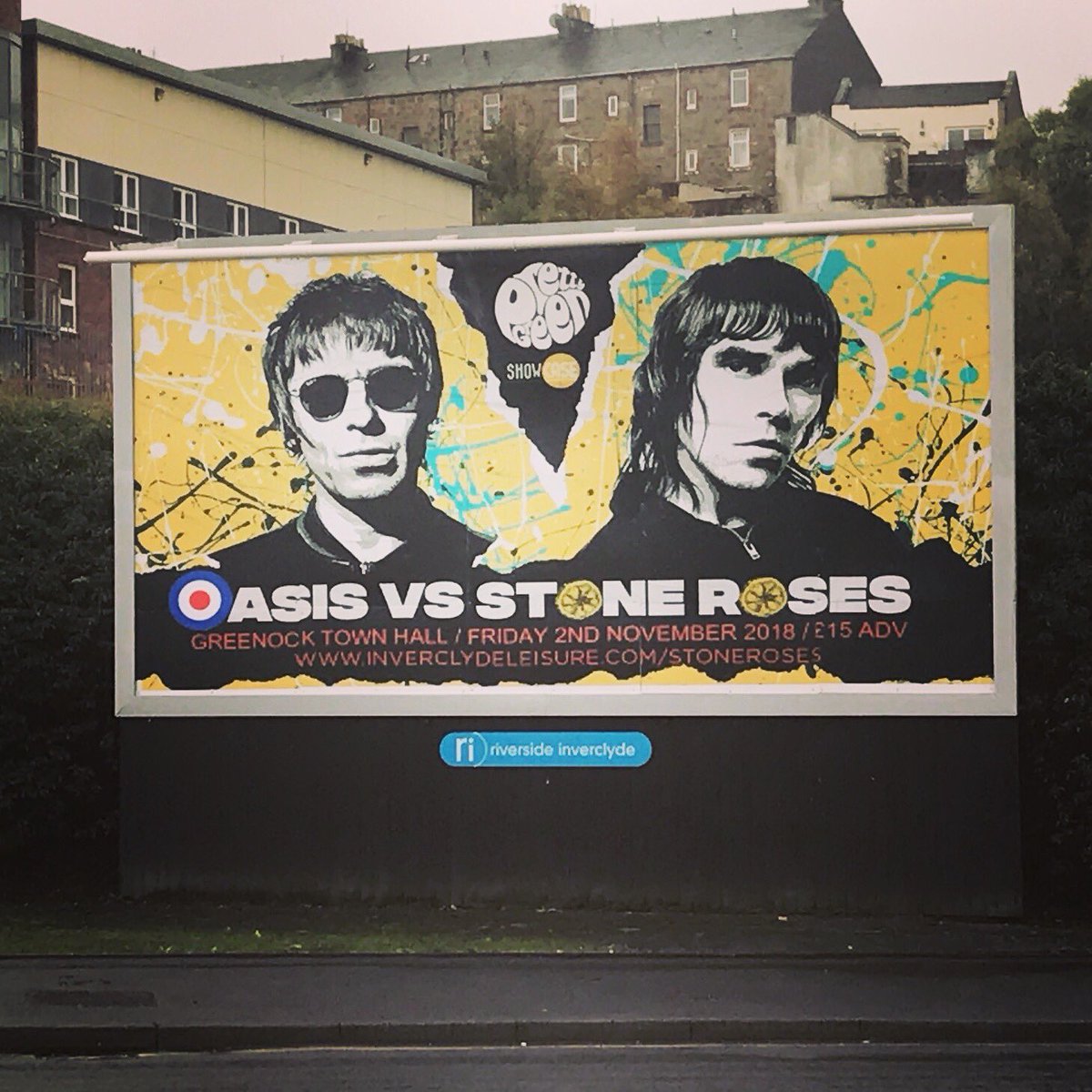 TotalStoneRoses's tweet image. Billboard poster up in GREENOCK for our event with @oaysisuk 🏴󠁧󠁢󠁳󠁣󠁴󠁿🍋🇬🇧 #GreenockTownHall