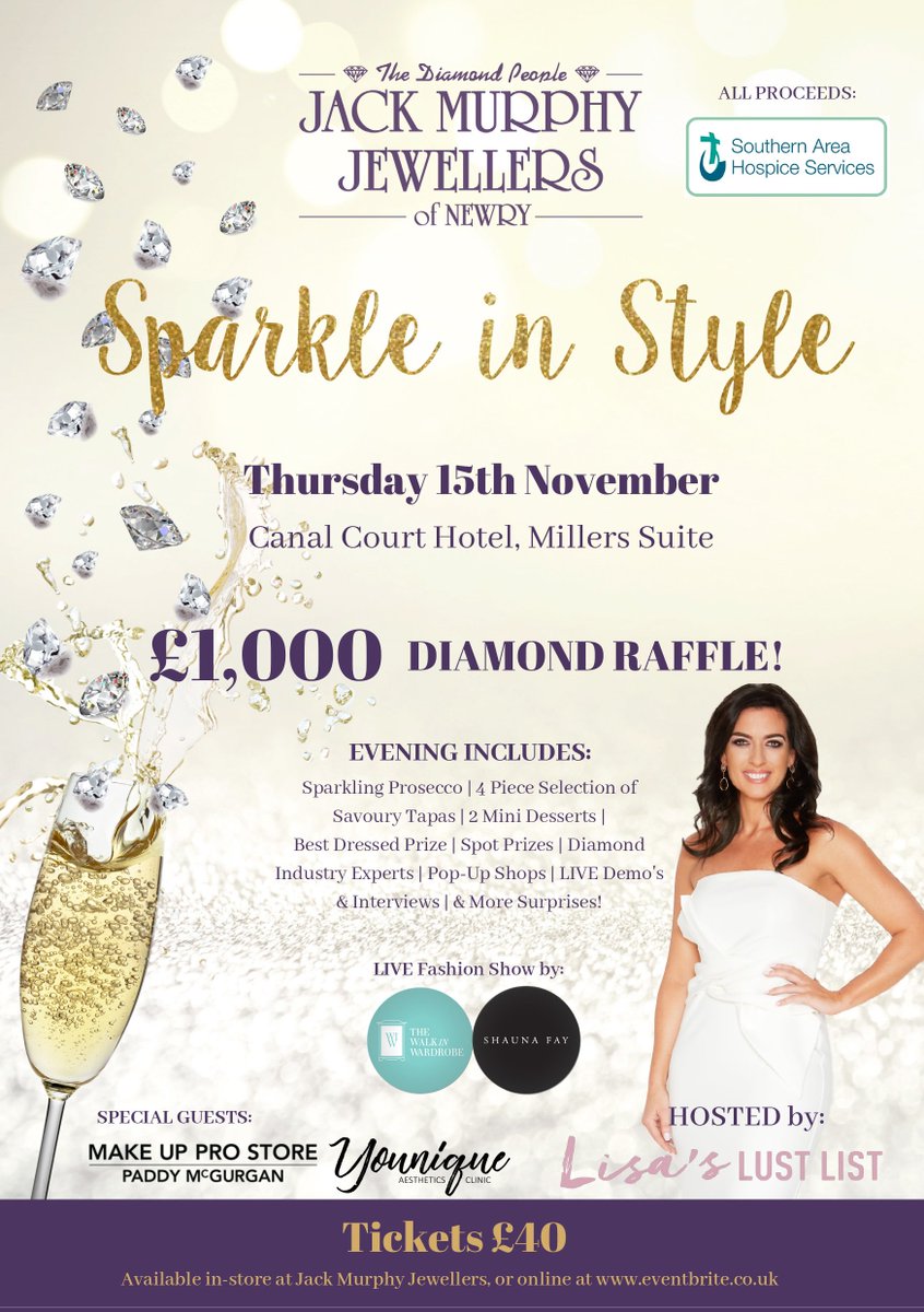 🎉 We're super excited to be a part of Jack Murphy Jewellers' fantabulous and classy Sparkle in Style event on Thursday 15th November!🎉
Get your tickets here: eventbrite.co.uk/e/sparkle-in-s… #party #sparkleinstyle #newry #fabulous