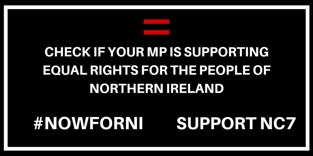 Has your MP signed up to support <a href="/stellacreasy/">stellacreasy</a> <a href="/ConorMcGinn/">Conor McGinn</a>'s amendment tomorrow which could lead to the decriminalisation of abortion in NI and marriage equality? If not get in touch with them now!
email your MP  nowforni.uk/email/
tweet your MP tymp.uk/2OIBQwb