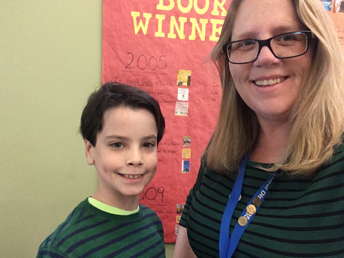 LBESlibrary's tweet image. Glad for my student library assistant -- we looked pretty snazzy today! #LB65 #hemakesmyjobeasier