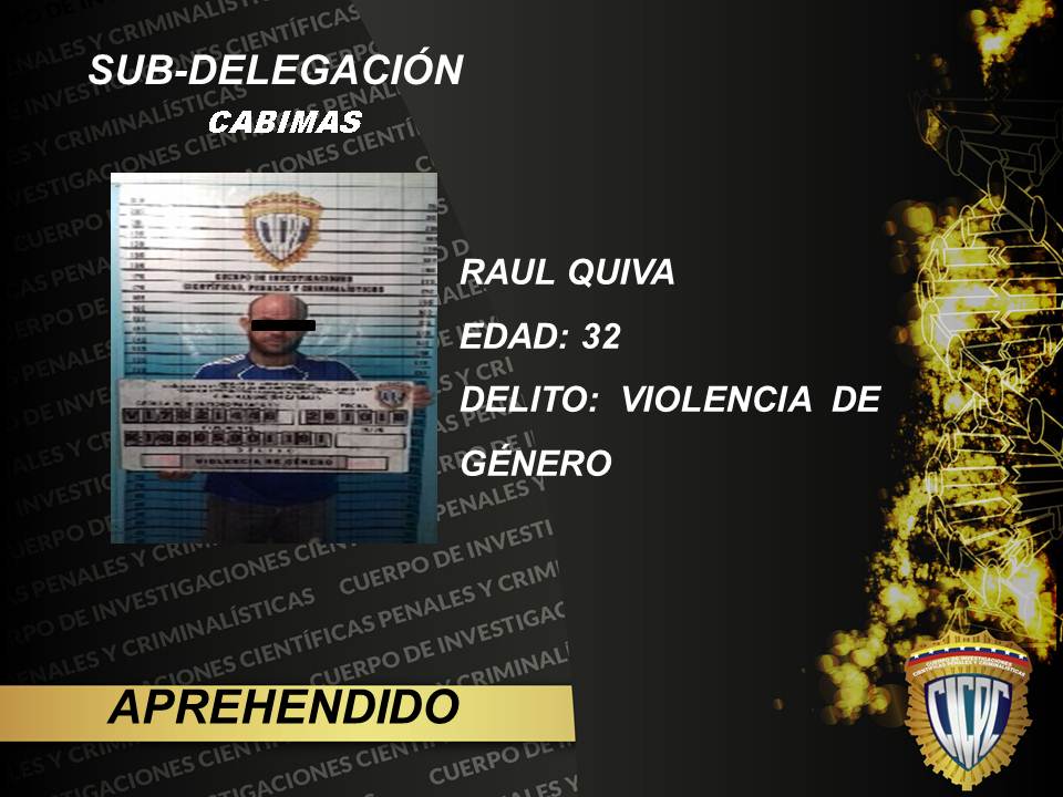 Pesquisas del #CICPC Sub Delegación Cabimas, lograron la aprehensión del ciudadano identificado como: RAUL ALBERTO QUIVA CAMEJO (32), por el delito de Violencia. <a href="/DouglasRicoVzla/">Douglas Rico</a> <a href="/Cicpc379/">Redip Occidental Cicpc</a> <a href="/PRENSACICPC/">PRENSA CICPC</a>