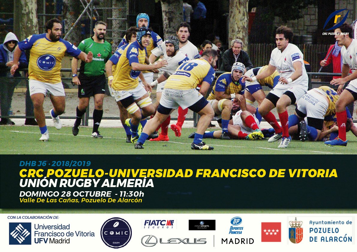 crcpozuelorugby's tweet photo. Programación de un fin de semana lleno de rugby. El domingo el @CRC_rugby @ufvmadrid recibe a la @URAlmeria donde contará con el apoyo del S12 que entrenará a las 10:00. El sábado partidazos en el Valle desde primera hora. #TODOSALVALLE
https://t.co/PumKy8VufF https://t.co/YTNxJzbI5u