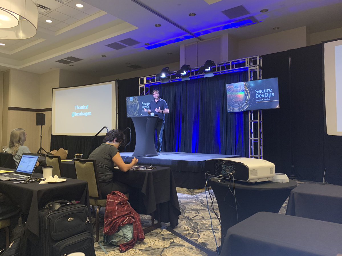 ScrumWhat's tweet photo. Great talk by @benhagen at #SecDevOpsSummit where he coined #RuggedSecDevSecOpsOpsSec. @sansappsec #DevOps https://t.co/sjBWXc02A9