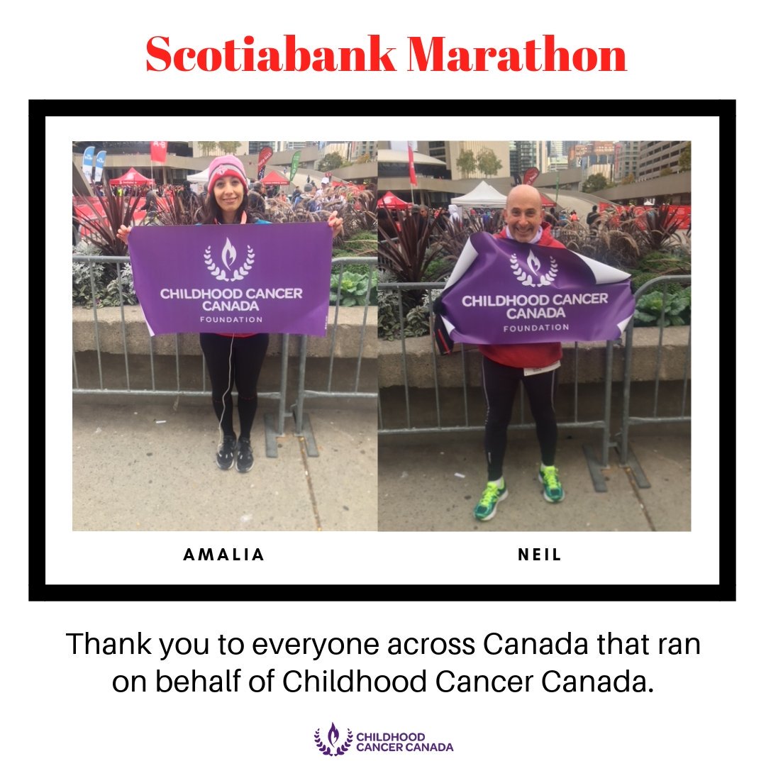 Thank everyone across Canada that participated in the #scotiabankmarathon and represented #childhoodcancercanada. With your determination and participation, you have raised nearly $10,000.

#childhoodcancer #cancer #run #marathon  #vanvouver #toronto #montreal #halifax #calgary