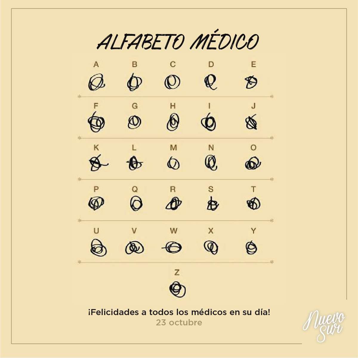 23 OCTUBRE, Etiqueta a tu amigo, familiar Médico en su día. #FechaCelebre #NuevoSur