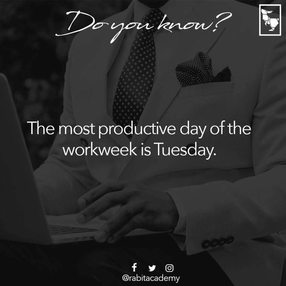 rabitacademy's tweet photo. Going through our #archive #Tuesday still remain the productive day of the work week.😀
#Rabitacademy 
#tuesday 
#productivity 
#productive https://t.co/GwrLlMgFEk