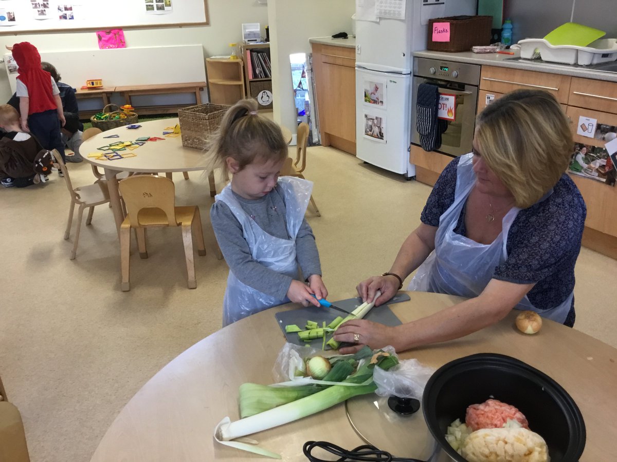 Today, some of the children in the 3-5 room were working together to make soup for snack in our new slow cooker! #teamwork #healthychoices #threetofives