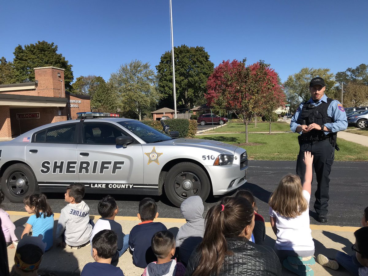 Thank you <a href="/LakeCoILSheriff/">Lake County Sheriff</a> for visiting us today and teaching us all about being a community helper! #d75learns