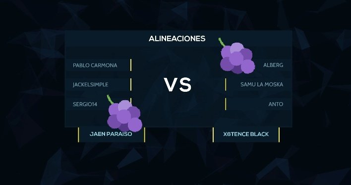 Hoy nos sentimos divididos en un gran @x6tence_ Black vs <a href="/JaenFSeSports/">Jaén Paraíso Interior eSports</a> Paraíso Helado.
Dos de los grandes protagonistas Riojanos enfrentados por la victoria en <a href="/OGSeries_es/">OGSeries</a> que les dio la oportunidad de brillar.
Mucha suerte @SERGIO_CR14 y @AlbergCR 🍇