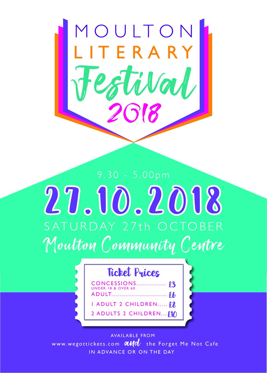 MoultonLitFest's tweet photo. ***FREE EVENTS***
Did you know that you can take part in free activities and browse the stalls for free? 
Come along and join in the fun! 
This Saturday 9:30am to 5pm, Moulton Community Centre.
See you there! https://t.co/zktgOc0PJq