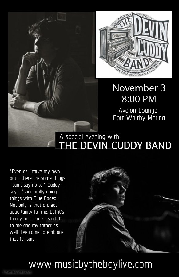 musicbythebay's tweet photo. Join us for a wonderful evening of #LiveMusic with the @DevinCuddy Band. Click for tix >> https://t.co/QIEoYthBkT << @DurhamTourism #WhitbyOnt https://t.co/MCIzPJAOAD