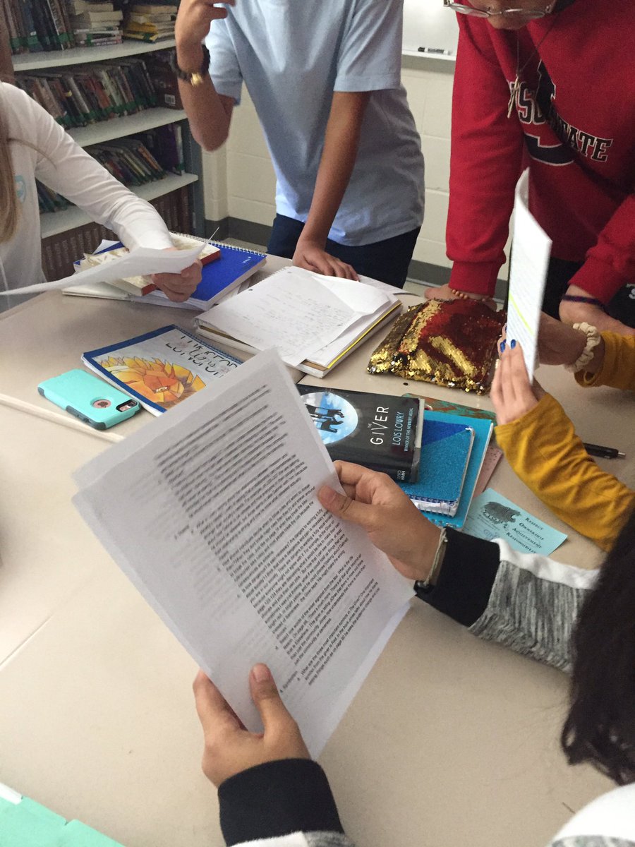 Eng8MsG's tweet photo. Today in English 8 @JML_MS_Official  students are practicing Socratic seminars, in particular observing and providing feedback, and clarifying and paraphrasing. Such effective discussion and commentary! https://t.co/4NrvlnAzxQ