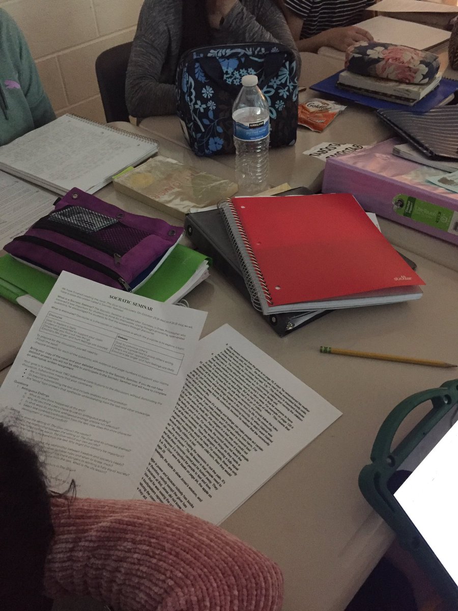 Eng8MsG's tweet photo. Today in English 8 @JML_MS_Official  students are practicing Socratic seminars, in particular observing and providing feedback, and clarifying and paraphrasing. Such effective discussion and commentary! https://t.co/4NrvlnAzxQ