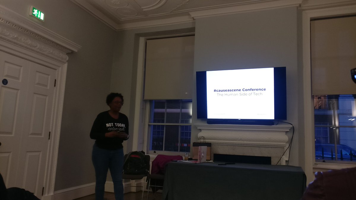 Kim Crayton introducing hashtag cause a scene