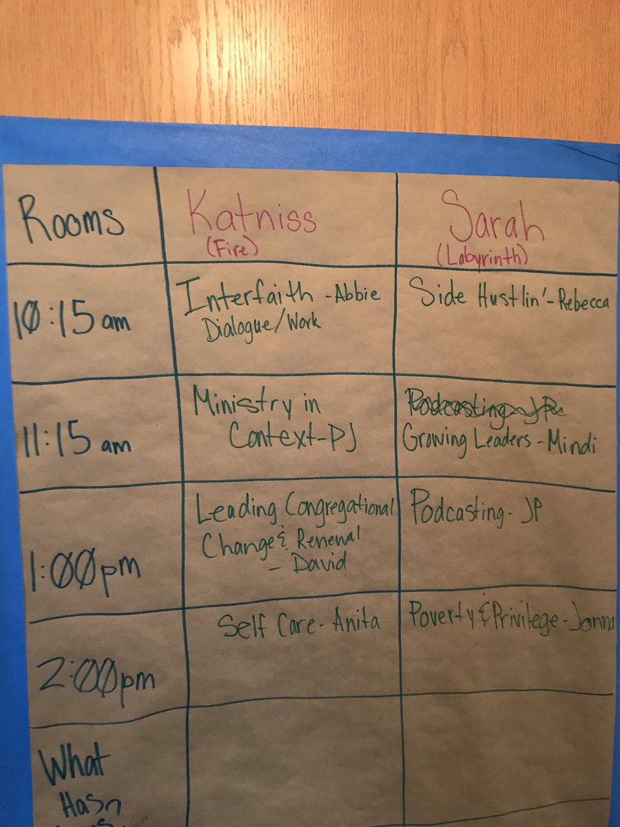 UNCOtweet's tweet photo. Conversations happening today at #unco18 in the rooms named after dystopian movie heroes: https://t.co/LexKTHseMF