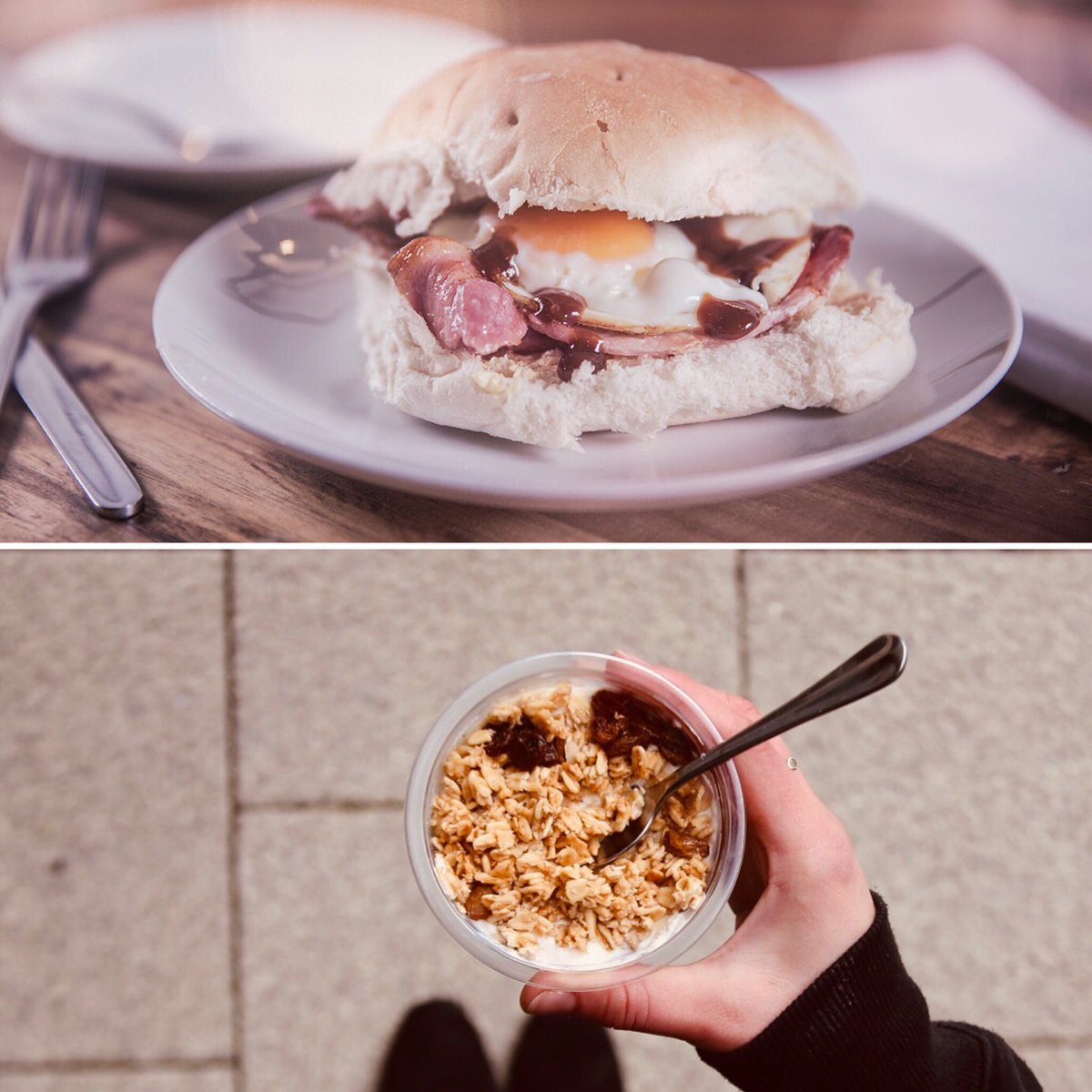 WOLFStreetFood's tweet photo. Are you more bacon &amp; egg roll or granola &amp; yoghurt for breakfast? #breakfastroll VS #granolayoghurt #breakfast #naughtyornice https://t.co/xGRnUDQUsk