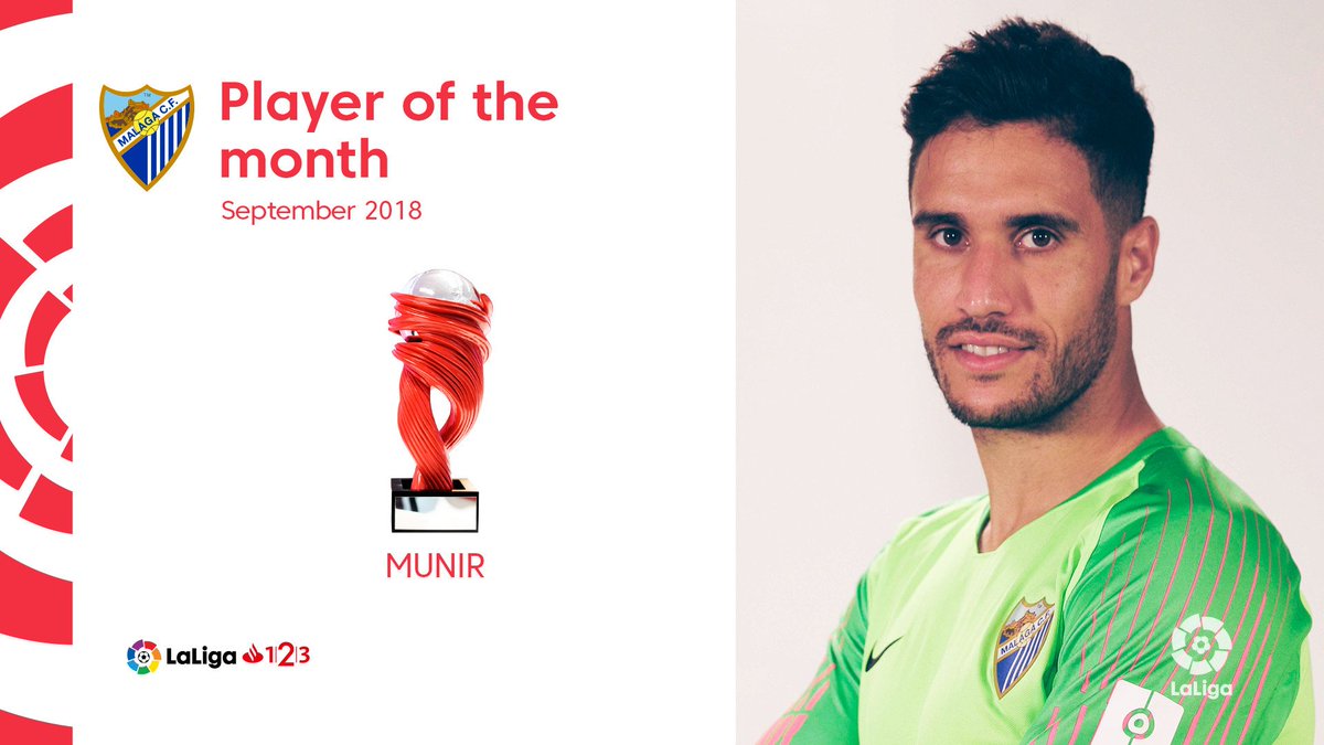 المغربي 'منير' @Munir_Mohand حارس نادي @MalagaCF_ar و المنتخب المغربي @EnMaroc ينال جائزة أفضل لاعب لشهر سبتمبر في #LaLiga123 (الدرجة الثانية) 👏🏆🇲🇦