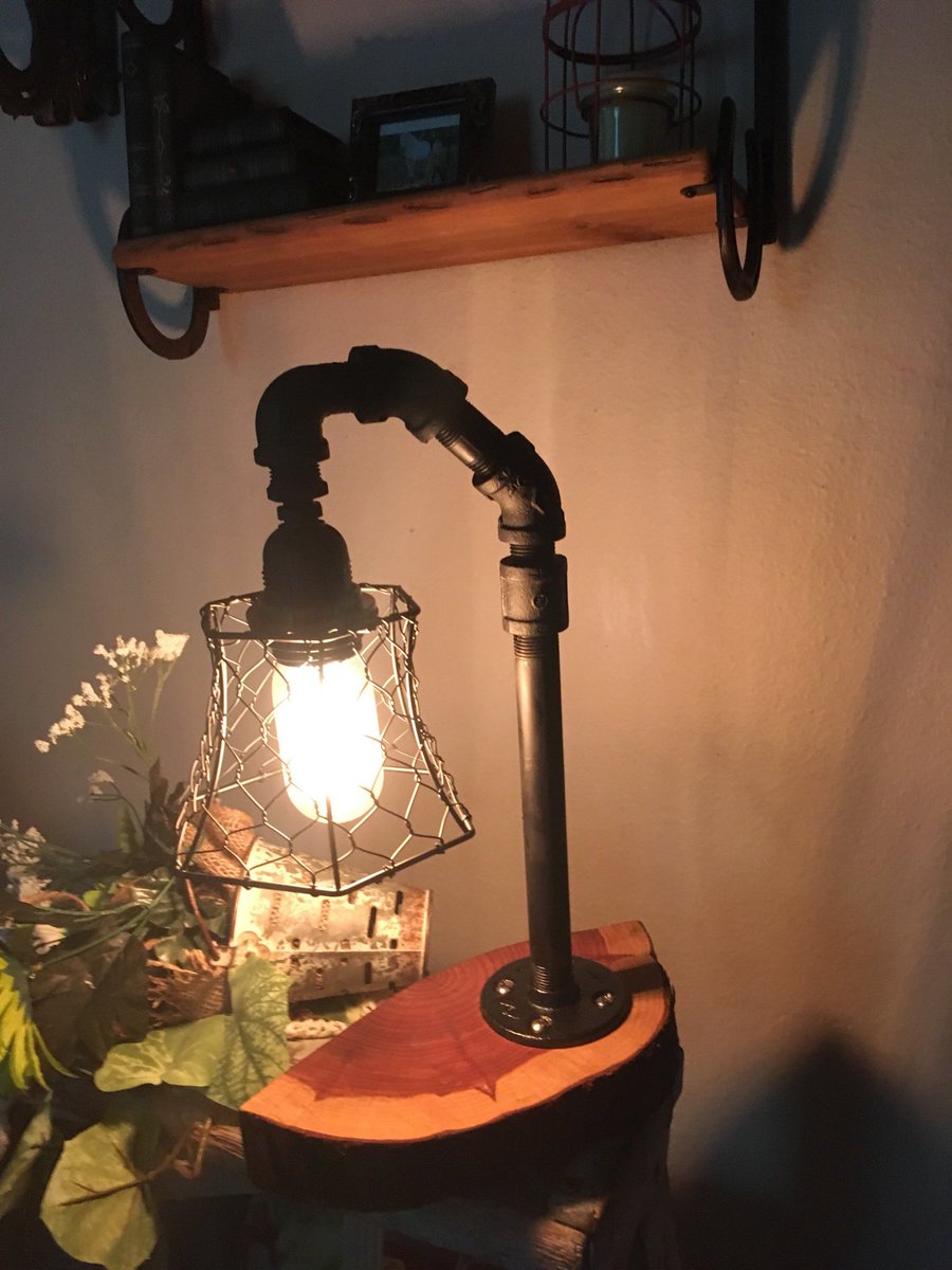 CatesGoods's tweet photo. Excited to share the latest addition to my #etsy shop: Cedar Slab Lamp,Steampunk Lamp, Iron Pipe lamp, Chicken Wire Shade https://t.co/b0IYQMgKZY https://t.co/FxRi8gwftz