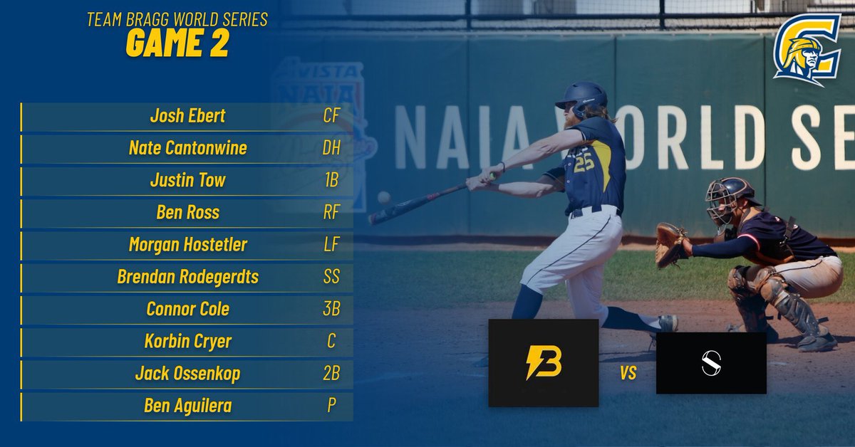 CorbanBaseball's tweet photo. Here we go!! Game 2 Matchup with #TeamSmith hosting #TeamBragg 

Lineups brought to you by Josh Ebert and Nate Cantonwine for #TeamBragg 

#TeamSmith lineups again submitted by Daniel Freiburger and Jonathan Russomano https://t.co/SVa0unmn9d