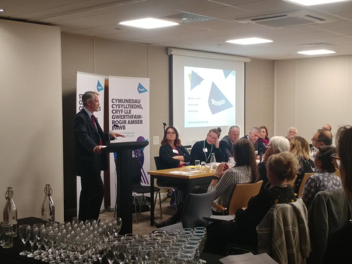 Packed meeting of <a href="/tempo_tweets/">Tempo Time Credits</a> volunteers, addressed by <a href="/huw4ogmore/">Huw Irranca-Davies</a> to celebrate achievements of 'Active Ageing' Programme tackling isolation and loneliness #wearetempo #timecredits