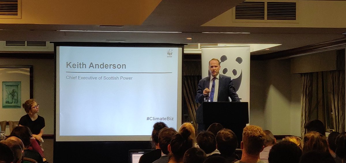 R_J_Parker's tweet photo. .@SPRKeith speaking @WWFScotland #ClimateBiz  event:
If Governments set ambitious targets for climate change, renewables, transport etc. Then leave it to markets, business will innovate and invest to meet those targets. https://t.co/WnLHBLKXxL