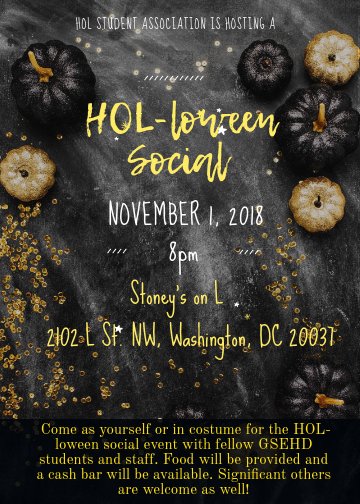 Don't forget to RSVP to holsa@gwu.edu for HOL-loween Social on November 1 at 8pm!