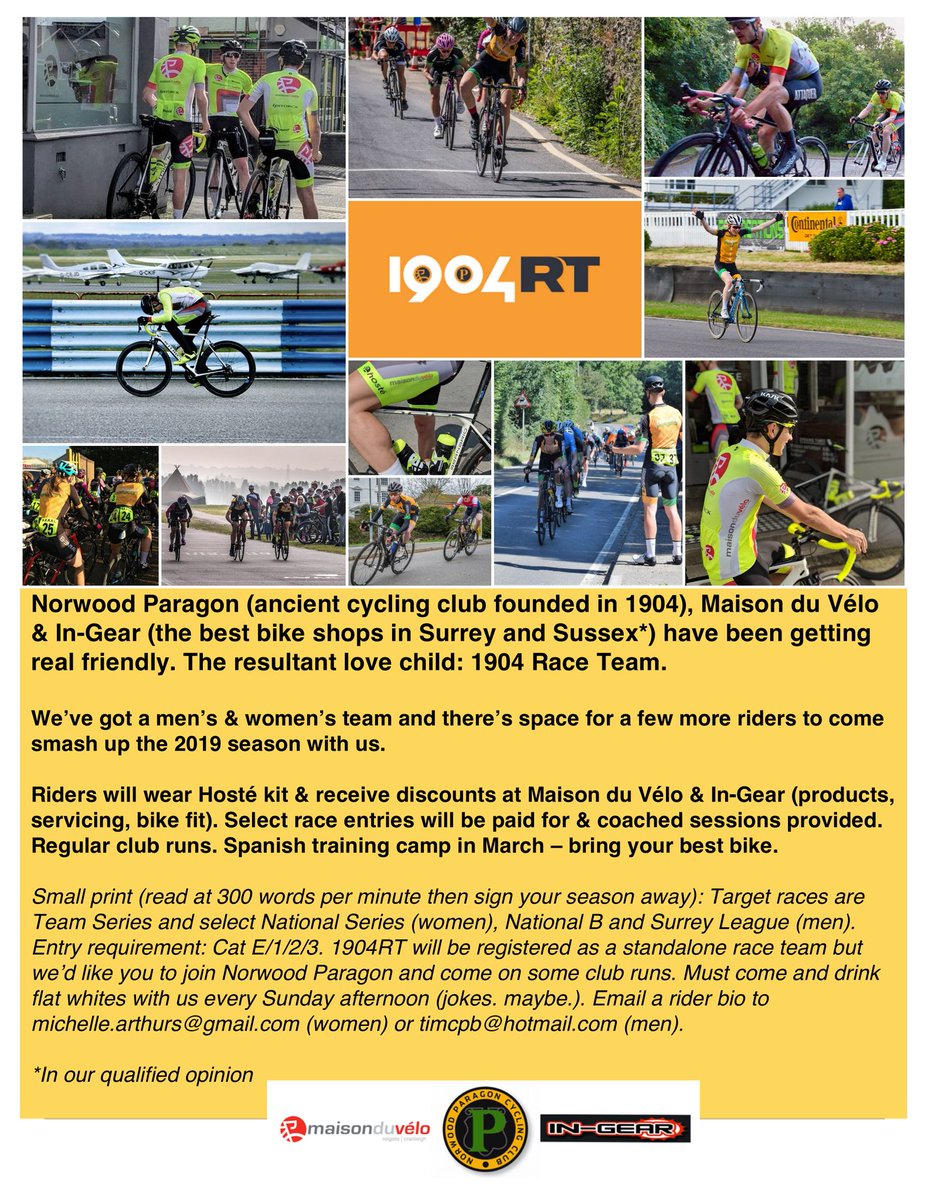 1904Rt's tweet photo. Space for a couple more... (existing rider announcements from next week) https://t.co/rSGRswF6l7