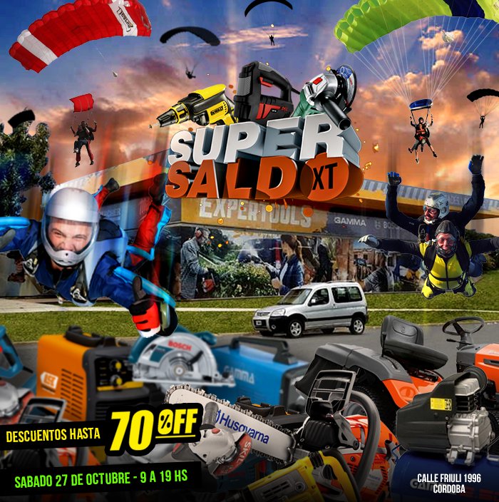 expertoolsxt's tweet image. 🔥Se viene un Nuevo #SuperSaldoXT🔥
🗓️Sábado 27 de Octubre de 9 a 19hs.
📍Friuli 1996. Colinas de Velez Sarsfield. Ciudad de Córdoba.
Enorme cantidad de Máquinas y Herramientas con detalles mínimos.
😲DESCUENTOS Impresionantes de hasta 70%😲
👉Descuentos sólo en EFECTIVO.