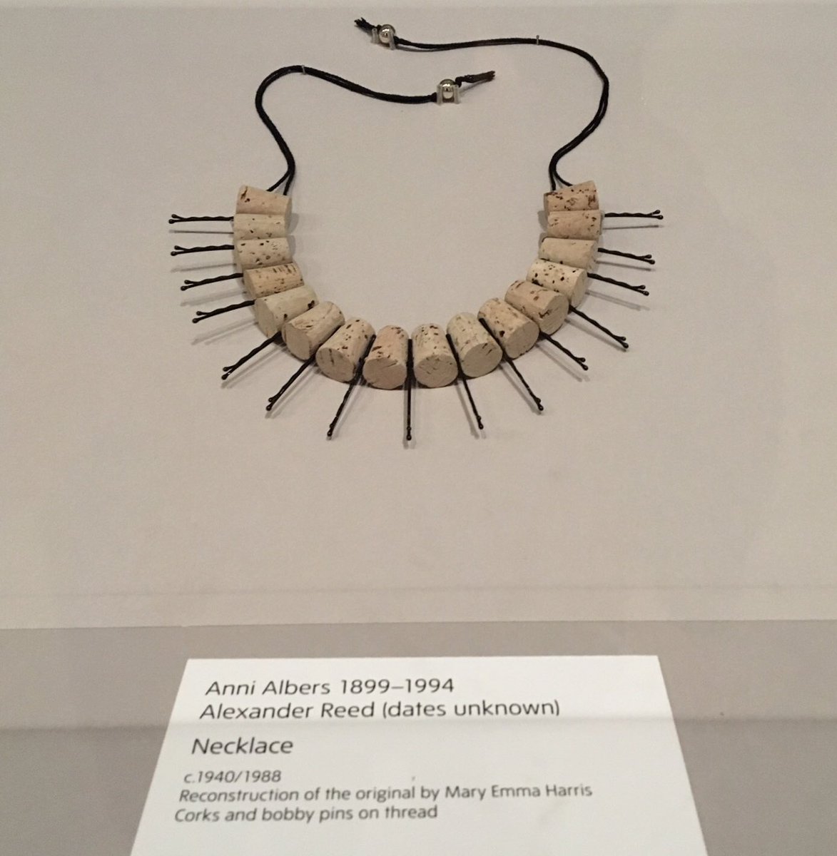 vickysaragouda's tweet photo. Anti-luxury jewellery by #AnniAlbers and #AlexReed on display @Tate #textileart #textilejewellery https://t.co/E5xwDcm1Bu