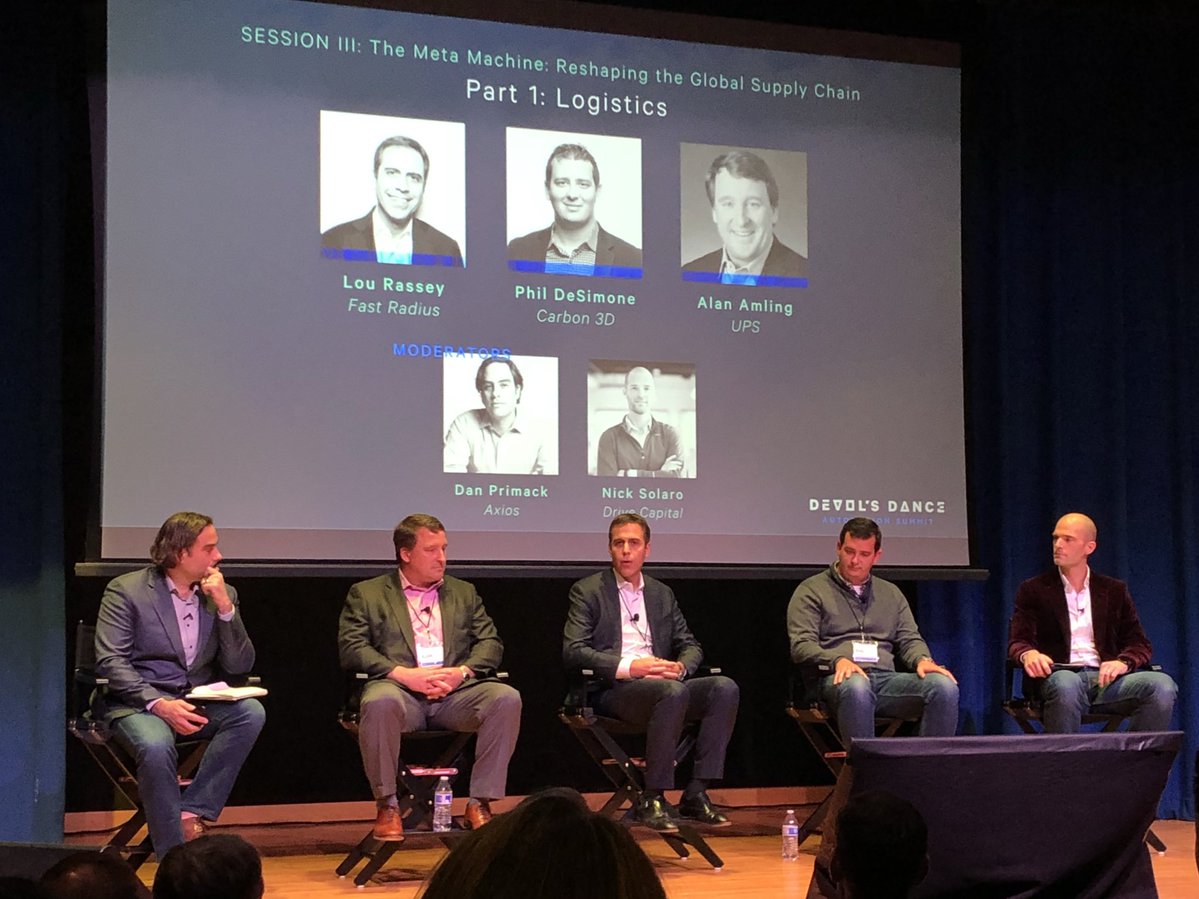 From first mile to last mile and everything in between, <a href="/fastradius/">Fast Radius</a> <a href="/Carbon3D/">Carbon</a> and <a href="/UPS/">UPS</a> get into a fascinating discussion on the evolution of manufacturing and the global supply chain with <a href="/danprimack/">Dan Primack</a> and <a href="/nsolaro/">Nick Solaro</a> at #devolsdance2018