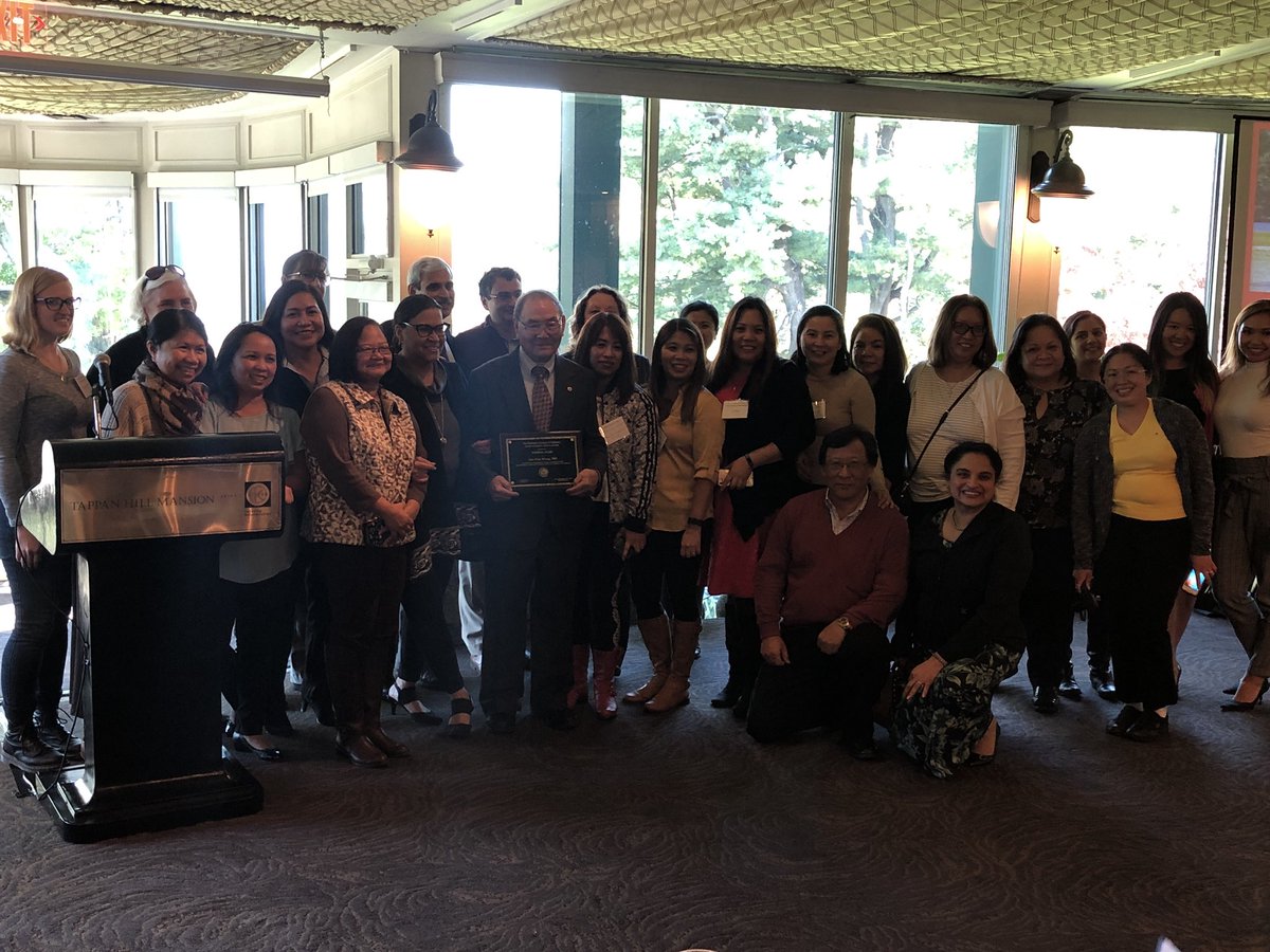 JohnZupancic's tweet photo. Columbia neonatology legend Dr. Jen-Tien Wung surrounded by his nursing colleagues on the occasion of his being honored with the 2018 Pioneer Award from the AAP Section on Neonatal-Perinatal Medicine. Congratulations Dr. Wung on this extremely well-deserved honor! @AAPneonatal https://t.co/cb3hXlfxVr