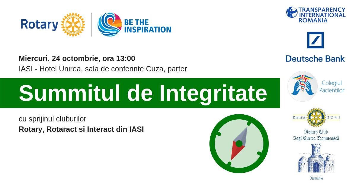 RotaryIasi's tweet photo. Summitul de Integritate pentru Prosperitate -integritatea ca element cheie al succesului. Sustinut de cluburile Rotary Iasi. @2241Rotary https://t.co/ip2epJE588