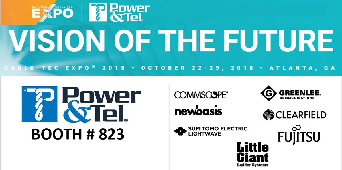 ptsupply's tweet photo. We are in Atlanta @SCTE #CableTec Expo come see us at booth #823 we are showing off products and solutions from @CommScope @SEL_FiberOptics @Greenleetexron @ClearfieldFiber @FujitsuFNC @littlegiant – Yeah! https://t.co/lTfWhC7LVP