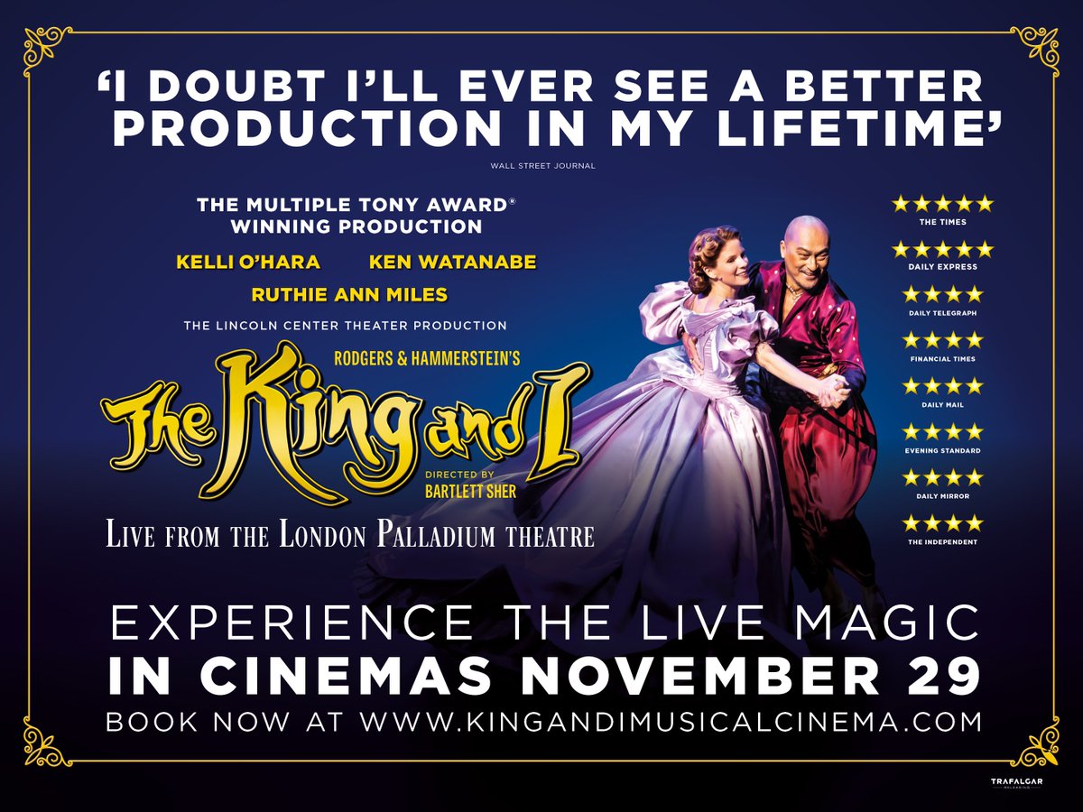 The King and I - A recorded broadcast from The London Palladium (as live cert 12A) has an encore with us on Sunday 2nd December 2pm Book Now theriverside.co.uk/programme_deta… Looks and sounds ravishing. Complete rapture” The Telegraph  #MusicalTheatre #StageToScreen #TheKingandI #Suffolk
