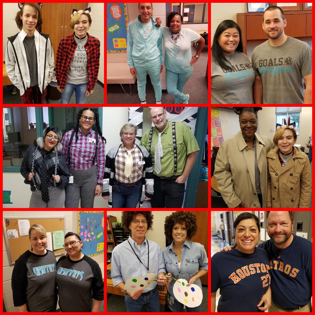 GOALSLC's tweet photo. Twinning! Griffins of a feather flock together! #RedRibbonWeek @GOALSLC @RoundRockISD https://t.co/f0eKNf79EG