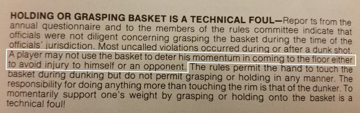 kenpomeroy's tweet photo. In 1979, rules makers still hated dunking so much that it was a point of emphasis to call a technical foul if a player hung on the rim, even if it was to avoid a career-ending injury! https://t.co/udHAUz4yCP