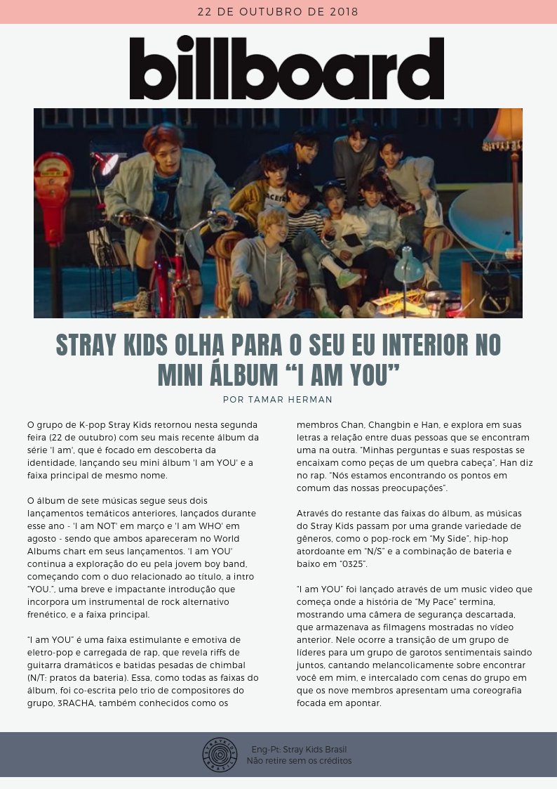Stray Kids Brasil on Twitter: "「 #TRAD • #ARTIGO 」 Billboard - "Stray