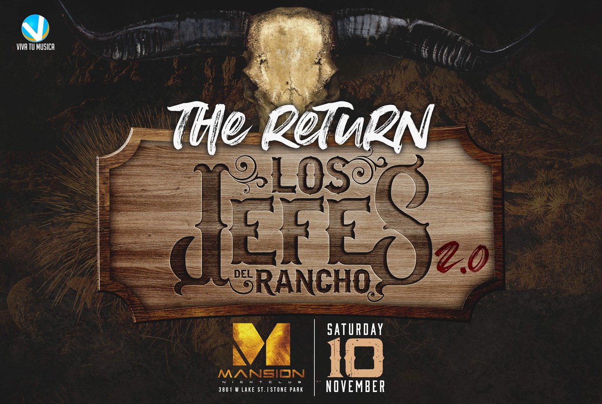 JefesDelRancho's tweet photo. Save the date. Jefes are back in action. 
Saturday, November 10th at Mansion Night Club. 10-5am (18+)

Tables/Bday Packages/Info 
(708)307-9517 (708) 469-8623 https://t.co/tyzdwHUACd