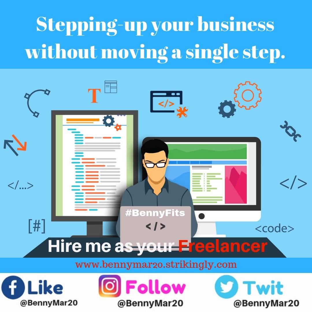 bennyfits20's tweet photo. Hiring freelancer can help you manage your business online.
They can take care of your website any time you want.
Hire now!
 For more Information about my work you can visit my website:
 https://t.co/9qlNomzZLS
 #bennyfits
 #bennyfix
 #Freelancer
#webdeveloper
#graphicdesigner https://t.co/hh84NnVbOb