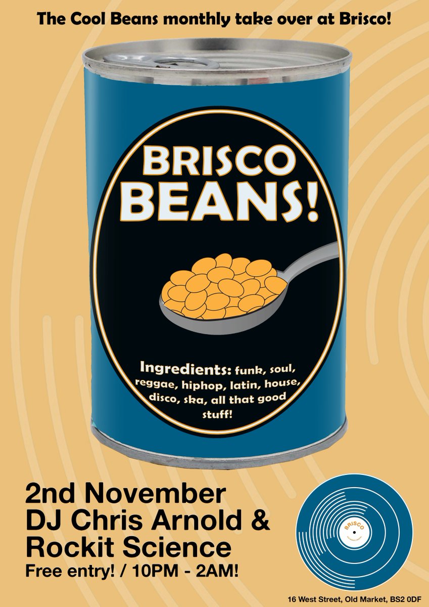 Cool Beans! (@cool_beans_prod) on Twitter photo Did you know that Old Market hast just been named the second coolest place to live in the UK? Just as <a href="/BriscoBristol/">Brisco Bristol</a> opens and we start our residency there....coincidence? I THINK NOT.
Next event - 2nd Nov with DJ <a href="/ChrisArnoldInc/">Chris Arnold</a> and special guest <a href="/Rockit_Science/">♬ DJ RYU / Rockit Science 🚀</a>! Did you know that Old Market hast just been named the second coolest place to live in the UK? Just as <a href="/BriscoBristol/">Brisco Bristol</a> opens and we start our residency there....coincidence? I THINK NOT.
Next event - 2nd Nov with DJ <a href="/ChrisArnoldInc/">Chris Arnold</a> and special guest <a href="/Rockit_Science/">♬ DJ RYU / Rockit Science 🚀</a>!